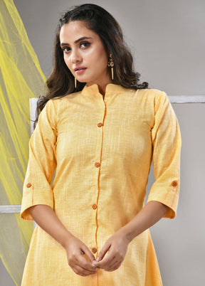 Yellow Readymade Cotton Kurti - Indian Silk House Agencies