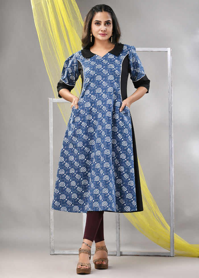 Blue Readymade Cotton Kurti - Indian Silk House Agencies