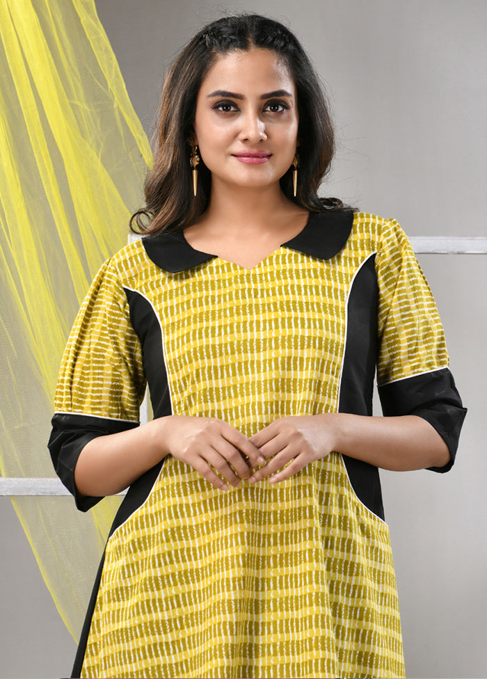 Yellow Readymade Cotton Kurti - Indian Silk House Agencies