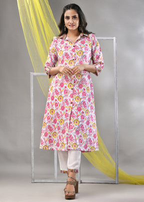 2 Pc White Readymade Cotton Kurti Set - Indian Silk House Agencies