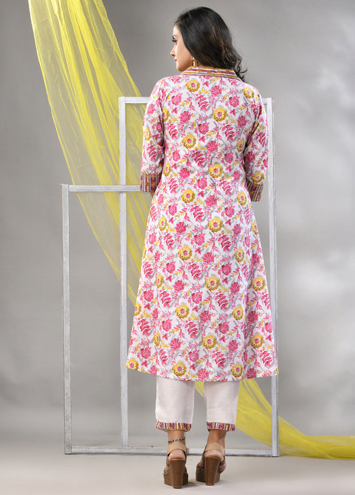 2 Pc White Readymade Cotton Kurti Set - Indian Silk House Agencies