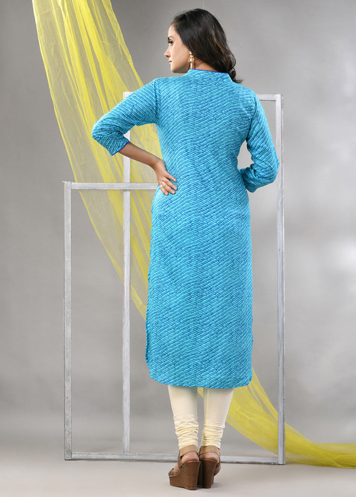 Sky Blue Readymade Rayon Kurti - Indian Silk House Agencies