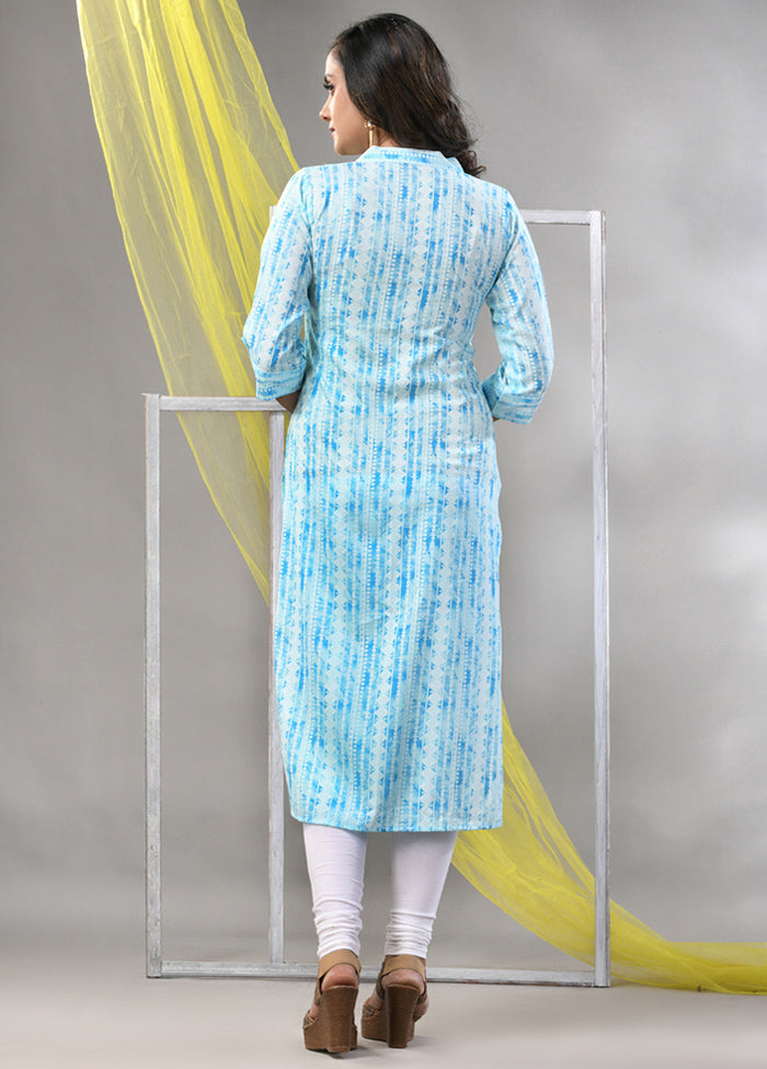 Sky Blue Readymade Rayon Kurti - Indian Silk House Agencies