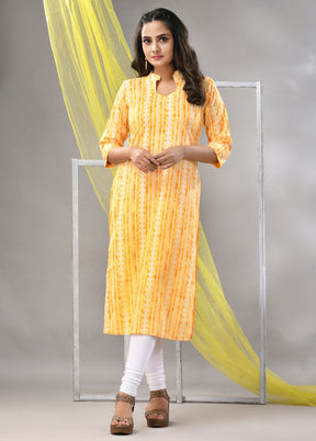 Yellow Readymade Rayon Kurti - Indian Silk House Agencies