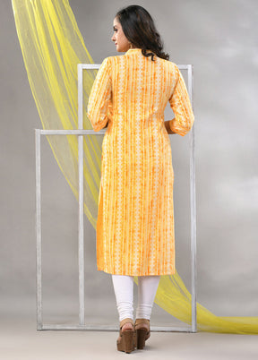 Yellow Readymade Rayon Kurti - Indian Silk House Agencies