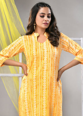 Yellow Readymade Rayon Kurti - Indian Silk House Agencies