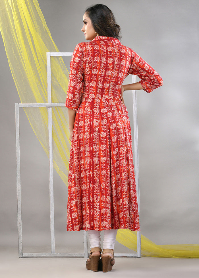 Red Readymade Rayon Kurti - Indian Silk House Agencies