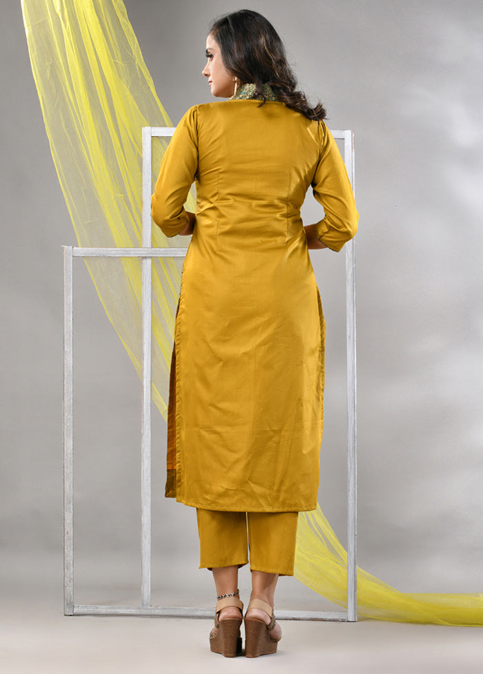 2 Pc Mustard Readymade Silk Kurti Set - Indian Silk House Agencies