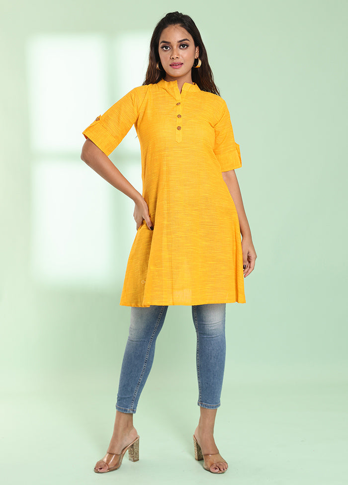 Yellow Readymade Cotton Kurti - Indian Silk House Agencies