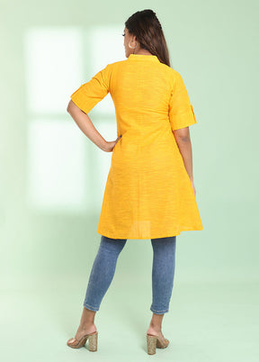 Yellow Readymade Cotton Kurti