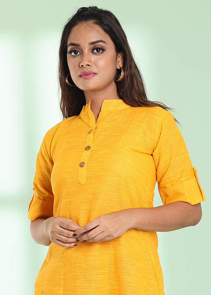 Yellow Readymade Cotton Kurti - Indian Silk House Agencies