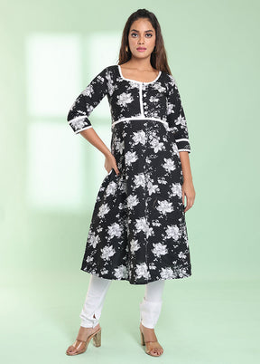 2 Pc Black Readymade Cotton Kurti Set