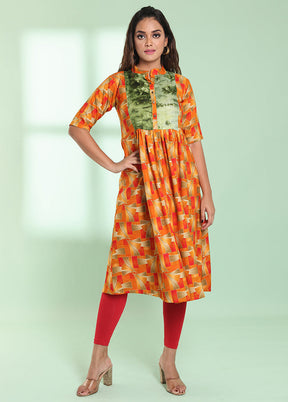 Orange Readymade Rayon Kurti