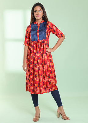 Red Readymade Rayon Kurti