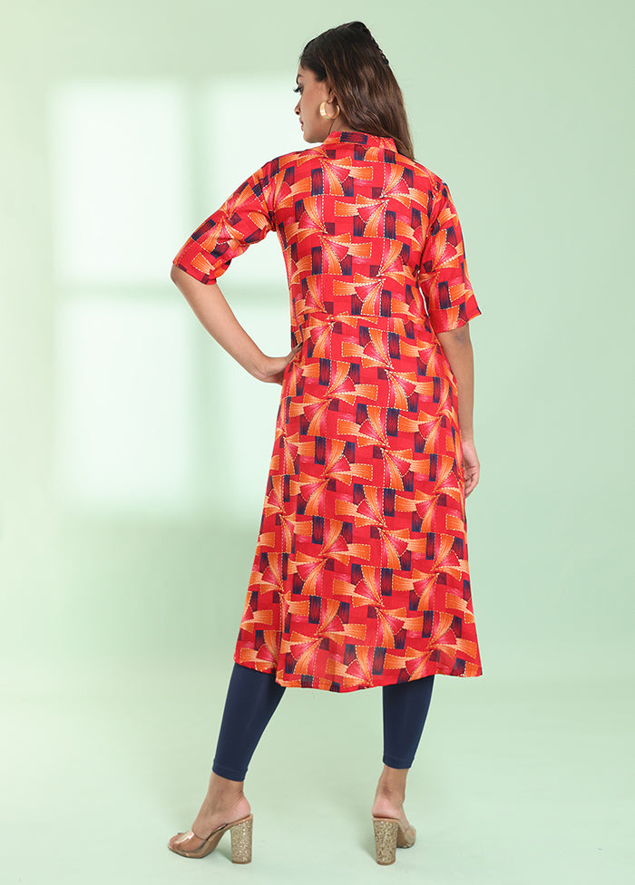 Red Readymade Rayon Kurti