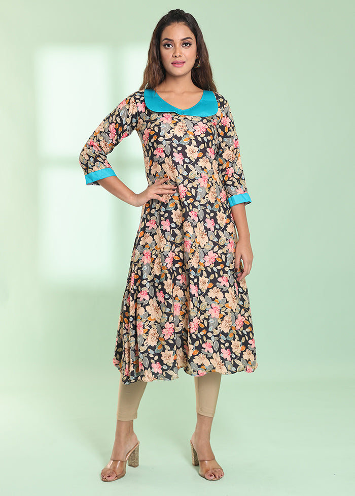 Navy Blue Readymade Rayon Kurti