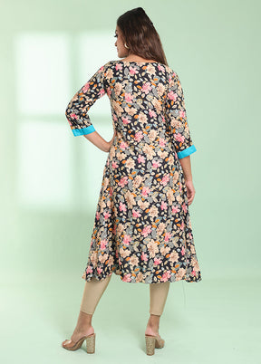 Navy Blue Readymade Rayon Kurti