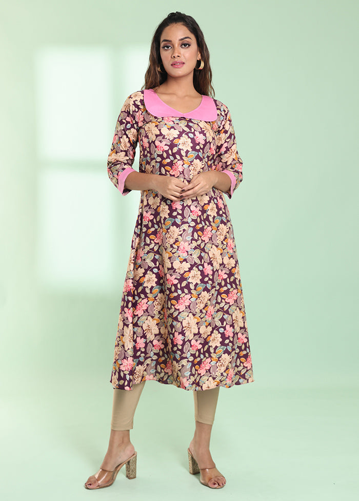 Purple Readymade Rayon Kurti