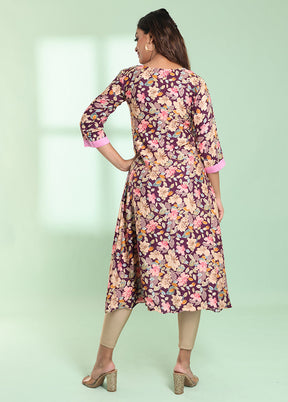 Purple Readymade Rayon Kurti