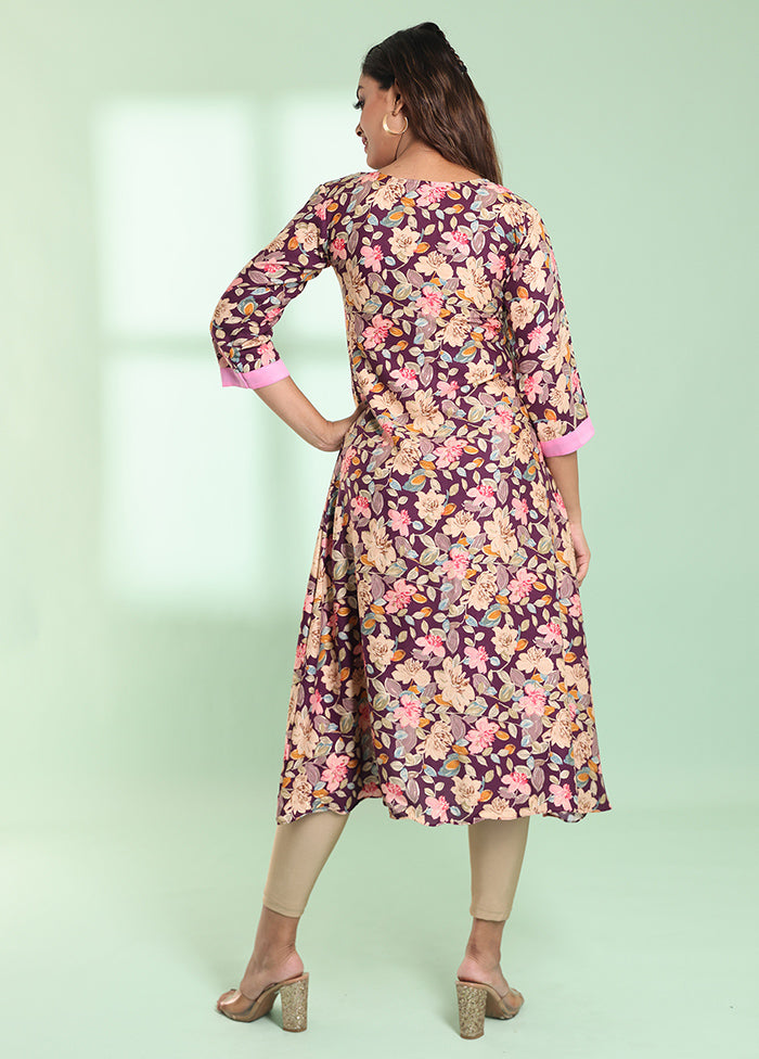 Purple Readymade Rayon Kurti