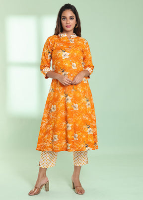 2 Pc Yellow Readymade Rayon Kurti Set