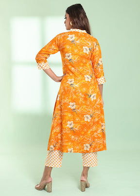 2 Pc Yellow Readymade Rayon Kurti Set