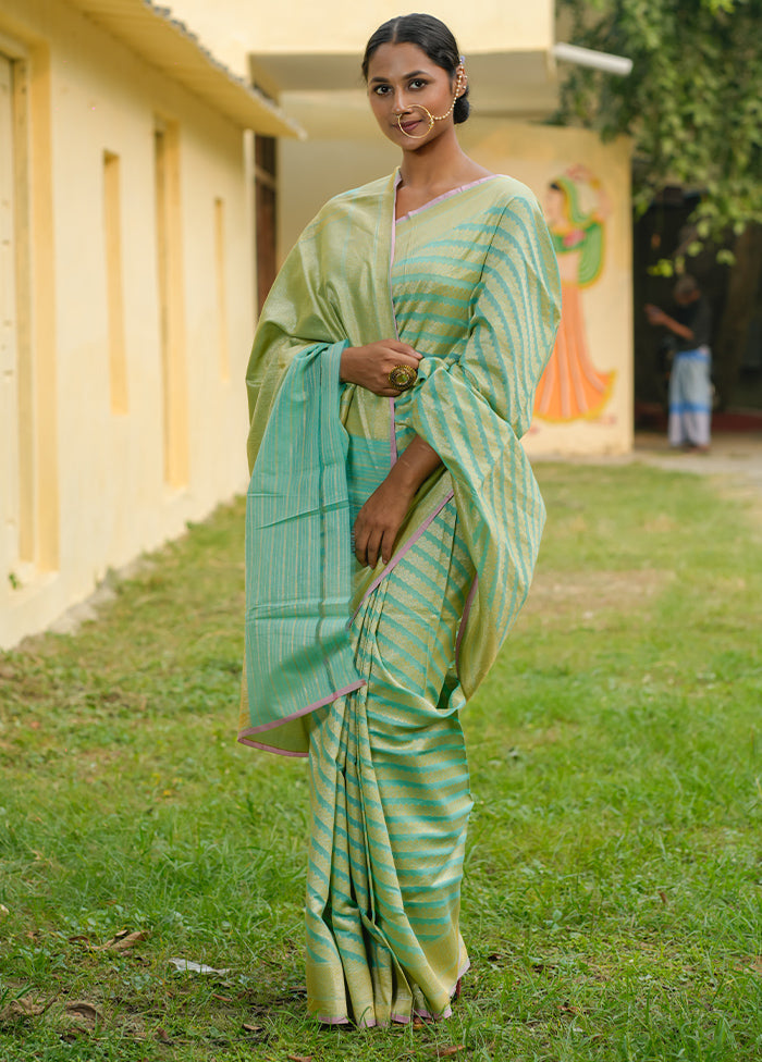 Mint Green Katan Pure Silk Saree With Blouse Piece