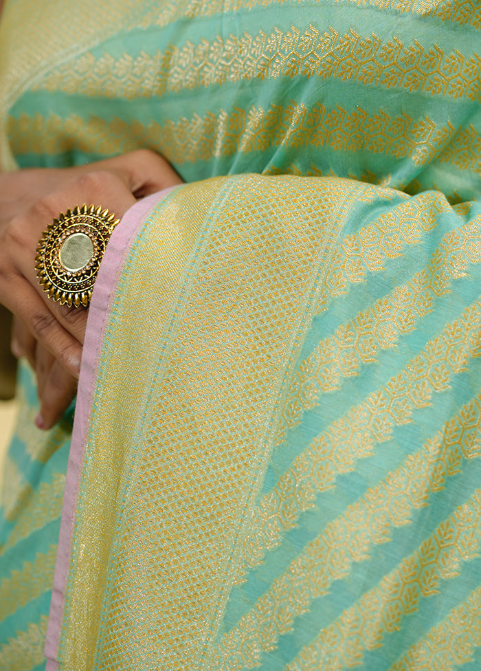 Mint Green Katan Pure Silk Saree With Blouse Piece