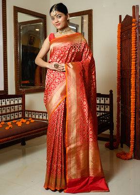 Red Katan Pure Silk Saree With Blouse Piece