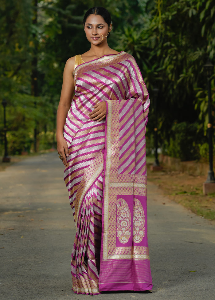 Lavender Katan Pure Silk Saree With Blouse Piece