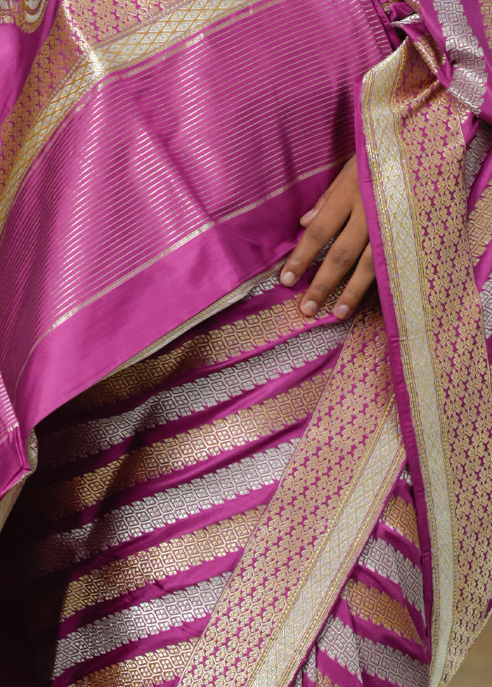 Lavender Katan Pure Silk Saree With Blouse Piece