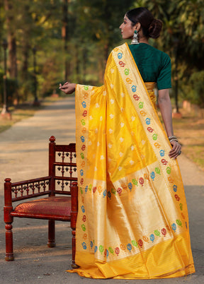 Yellow Katan Pure Silk Saree With Blouse Piece