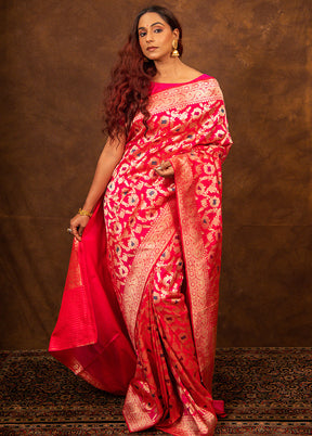 Pink Katan Pure Silk Saree With Blouse Piece