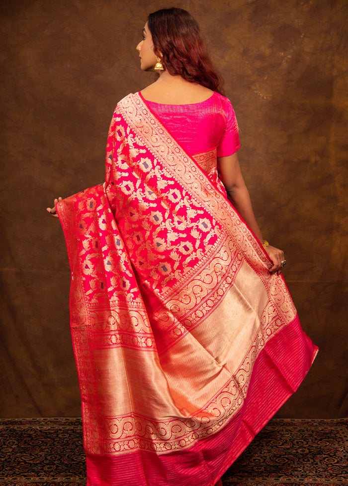 Pink Katan Pure Silk Saree With Blouse Piece