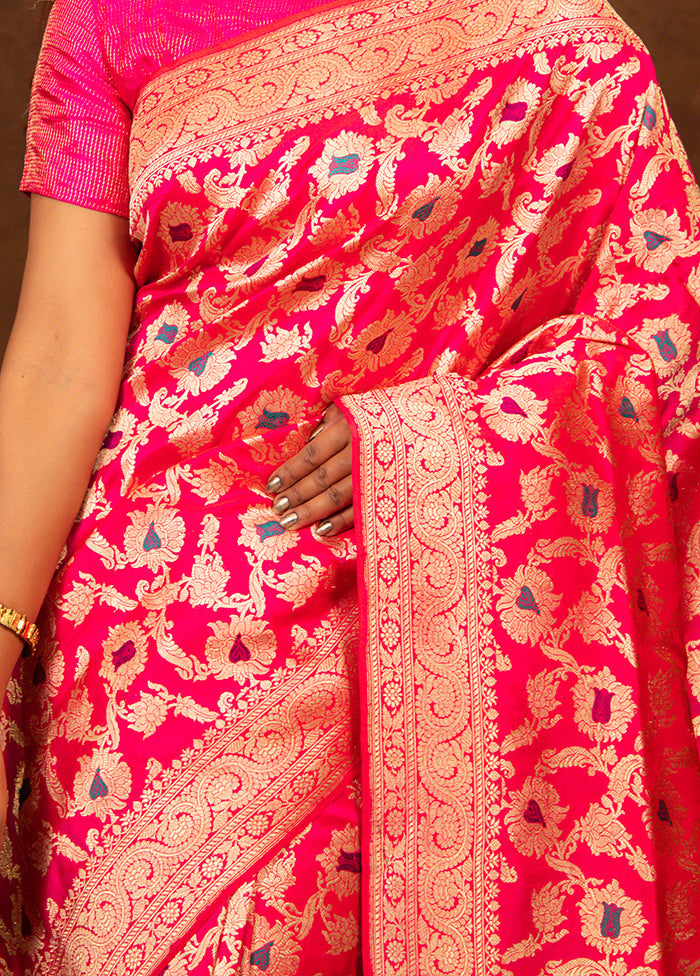 Pink Katan Pure Silk Saree With Blouse Piece