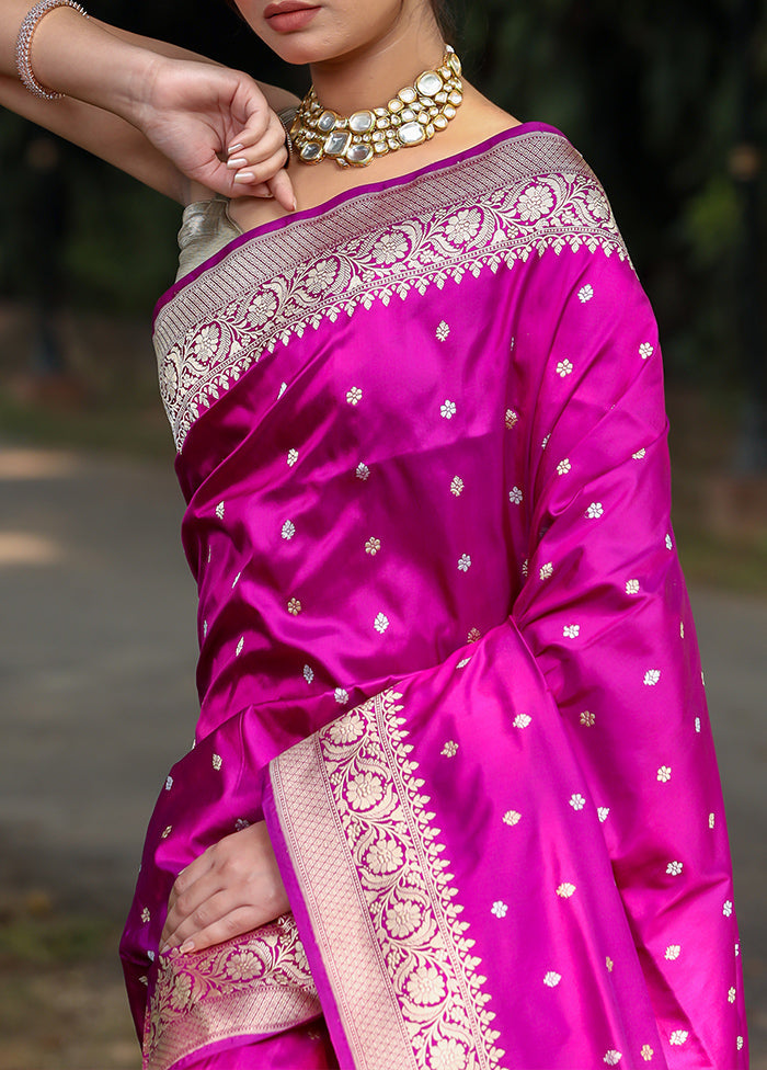 Magenta Katan Pure Silk Saree With Blouse Piece