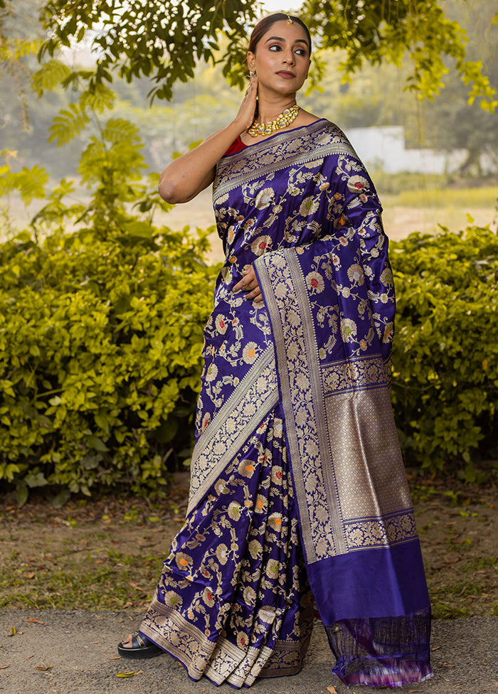 Royal Blue Katan Pure Silk Saree With Blouse Piece