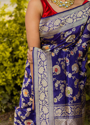 Royal Blue Katan Pure Silk Saree With Blouse Piece