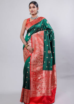 Green Katan Pure Silk Saree With Blouse Piece