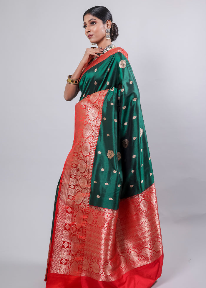 Green Katan Pure Silk Saree With Blouse Piece