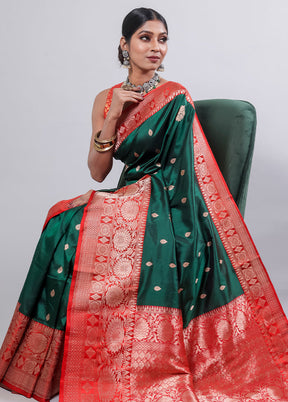 Green Katan Pure Silk Saree With Blouse Piece