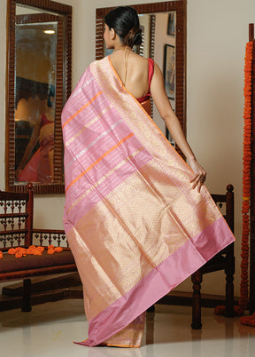 Pink Katan Pure Silk Saree With Blouse Piece