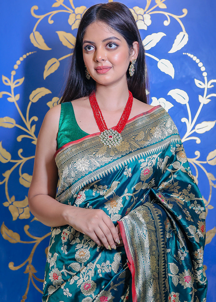 Green Katan Pure Silk Saree With Blouse Piece