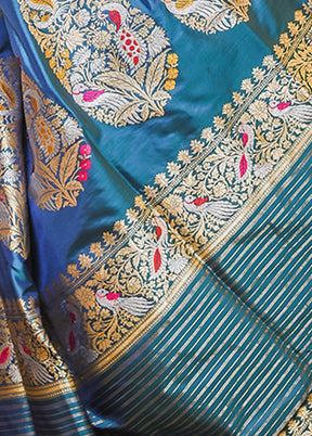 Teal Katan Pure Silk Saree With Blouse Piece