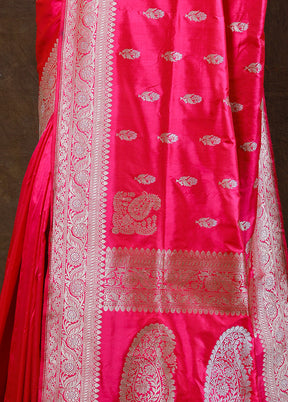 Pink Katan Pure Silk Saree With Blouse Piece