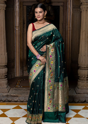 Green Katan Pure Silk Saree With Blouse Piece