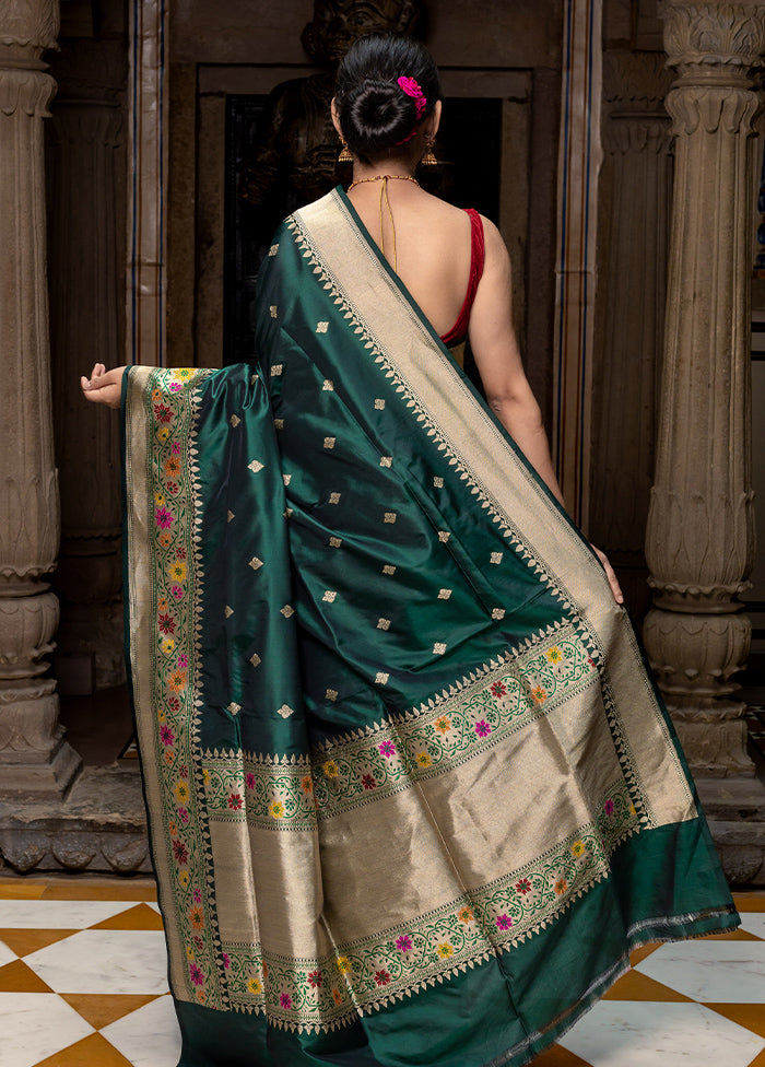 Green Katan Pure Silk Saree With Blouse Piece