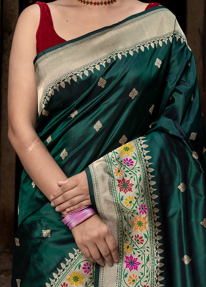 Green Katan Pure Silk Saree With Blouse Piece