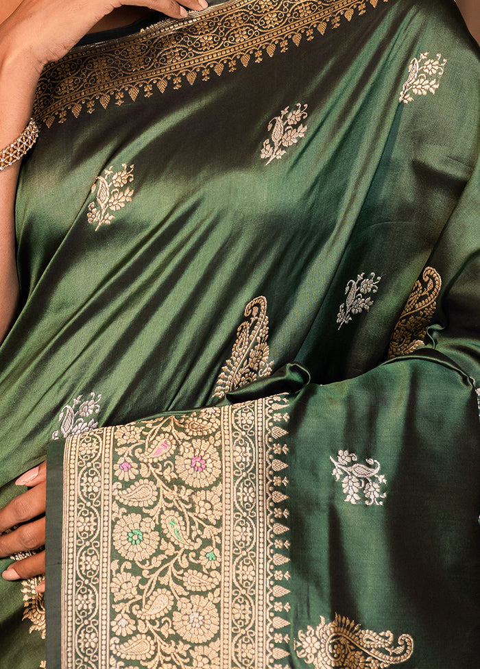 Green Katan Pure Silk Saree With Blouse Piece