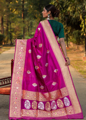 Purple Katan Pure Silk Saree With Blouse Piece